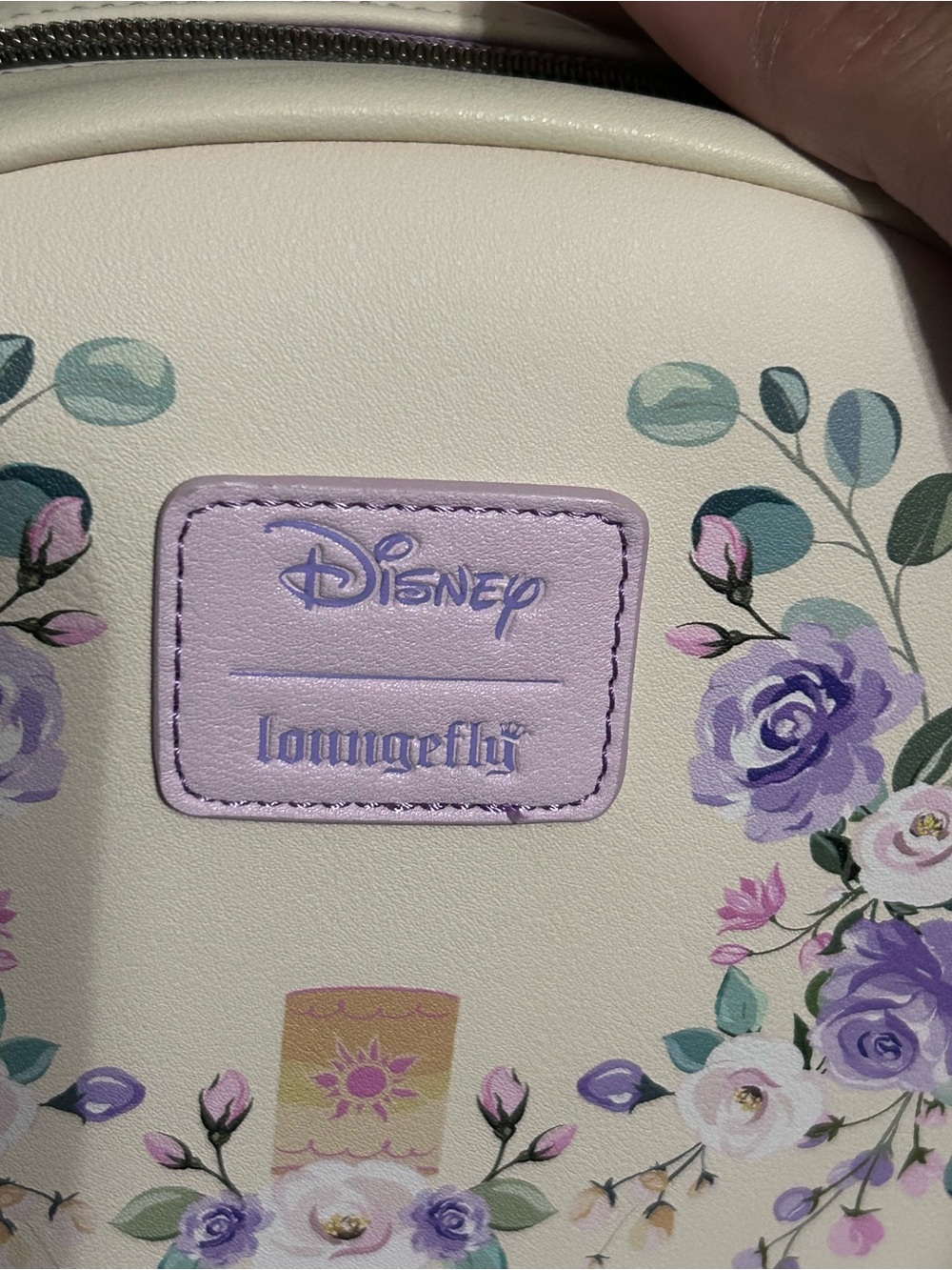 Loungefly Rapunzel Floral Cream and Purple Mini Backpack - Picture 2 of 4